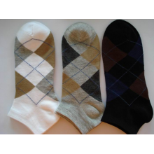 平湖市金象纺织品袜业有限公司-菱形格男船袜